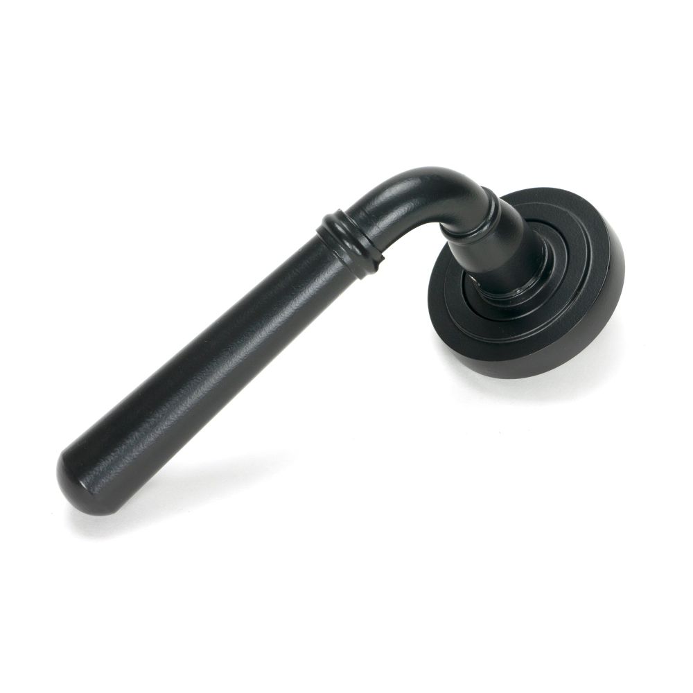 From The Anvil - Matt Black Newbury Lever on Rose Set (Art Deco) | Sku. 46460 | Trade Door Handles.