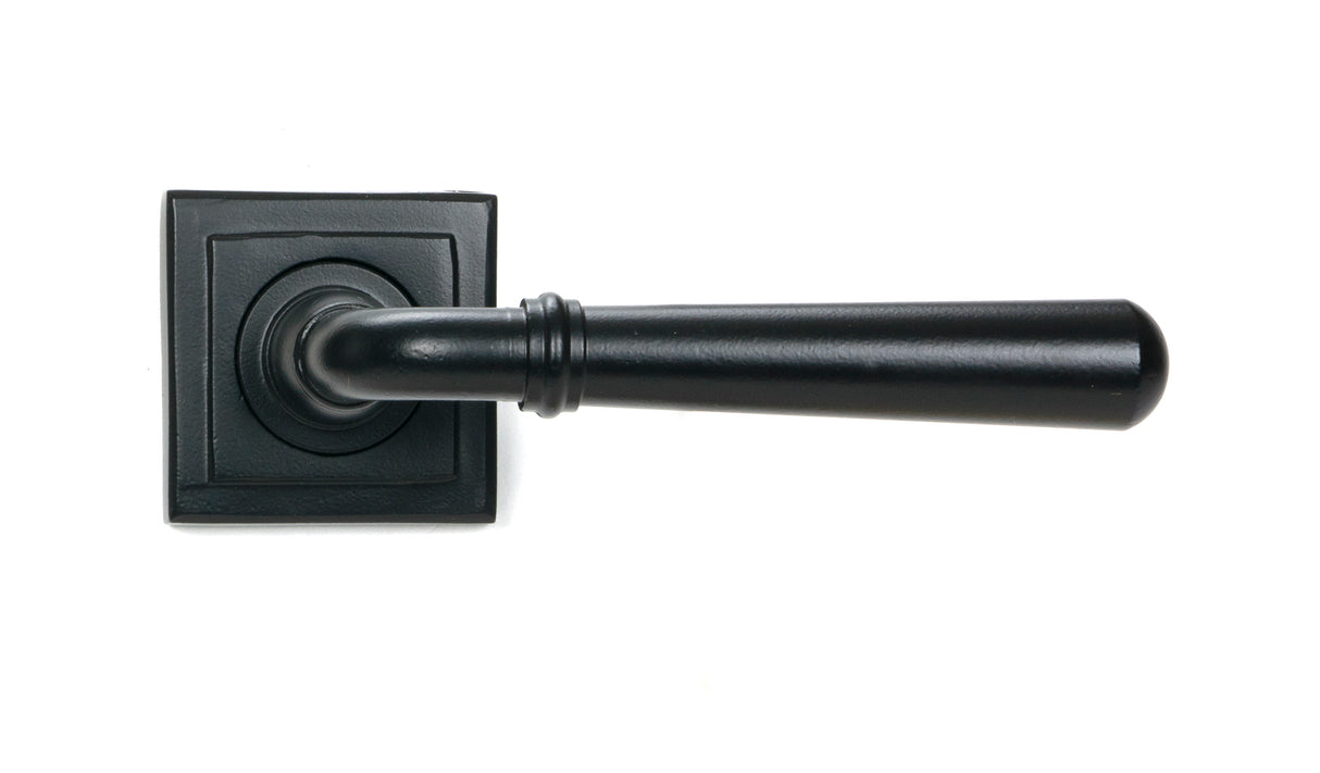 From The Anvil - Matt Black Newbury Lever on Rose Set (Square) | Sku. 46462 | Trade Door Handles.