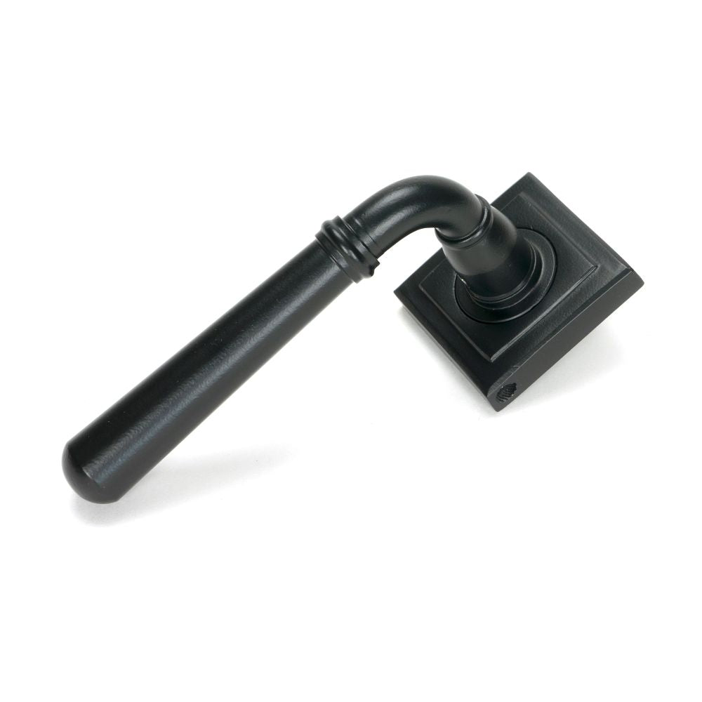 From The Anvil - Matt Black Newbury Lever on Rose Set (Square) | Sku. 46462 | Trade Door Handles.