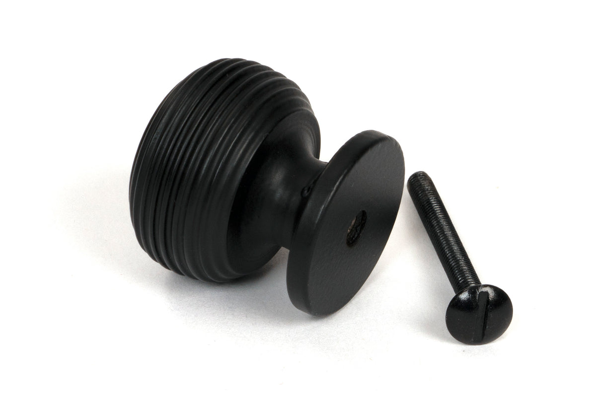 From The Anvil - Matt Black Beehive Cabinet Knob 30mm | Sku. 46466 | Trade Door Handles.