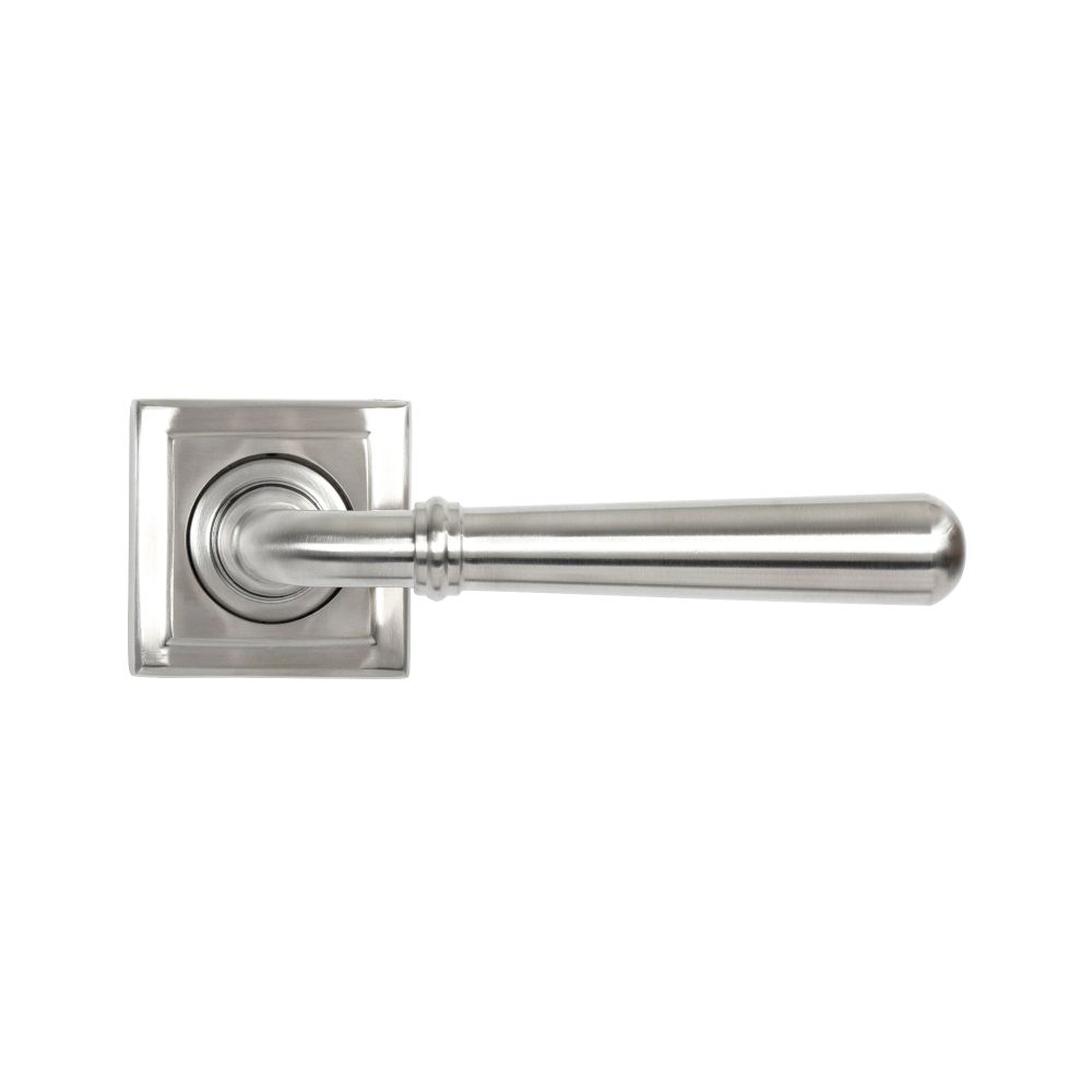 From The Anvil - Satin Marine SS (316) Newbury Lever on Rose Set (Square) - Unsprung | Sku. 46539 | Trade Door Handles.
