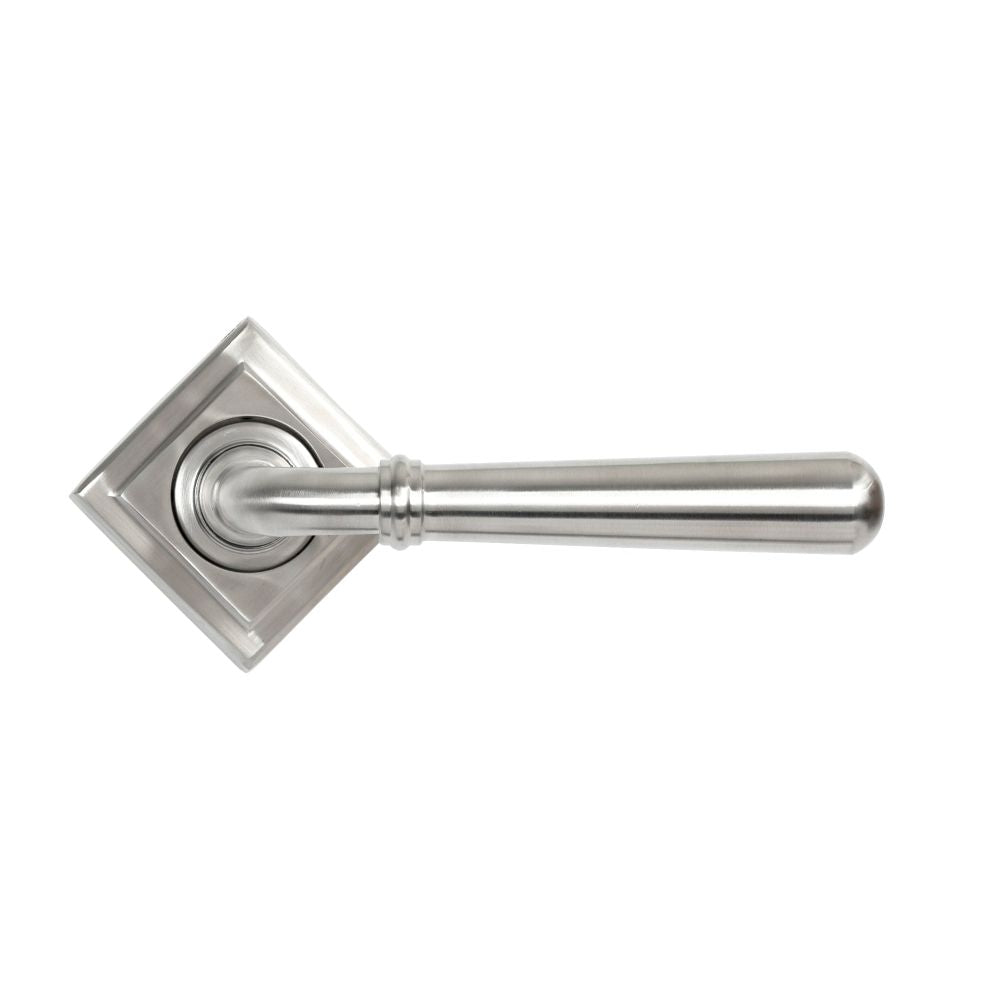 From The Anvil - Satin Marine SS (316) Newbury Lever on Rose Set (Square) - Unsprung | Sku. 46539 | Trade Door Handles.