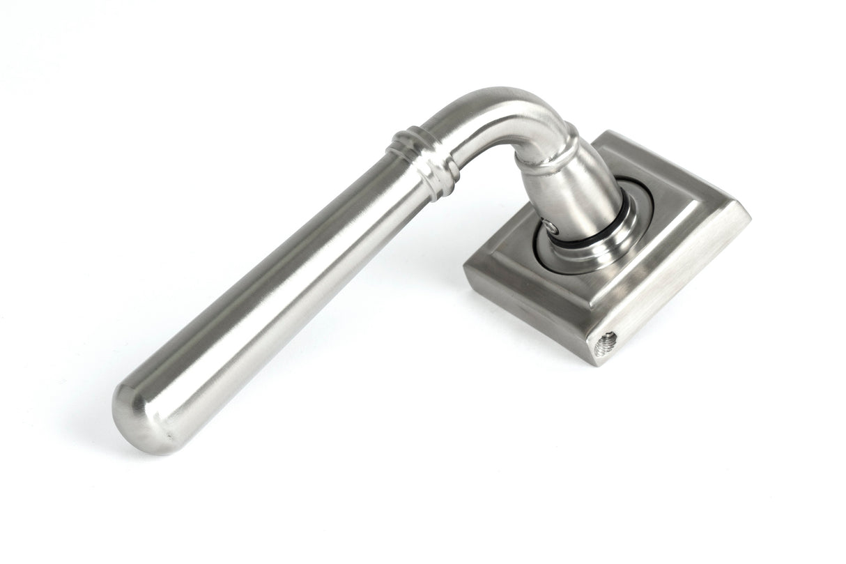 From The Anvil - Satin Marine SS (316) Newbury Lever on Rose Set (Square) - Unsprung | Sku. 46539 | Trade Door Handles.