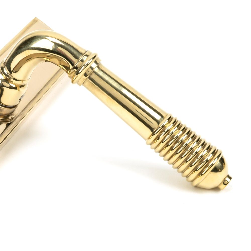 From The Anvil - Polished Brass Reeded Slimline Lever Espag. Lock Set | Sku. 46545 | Trade Door Handles.