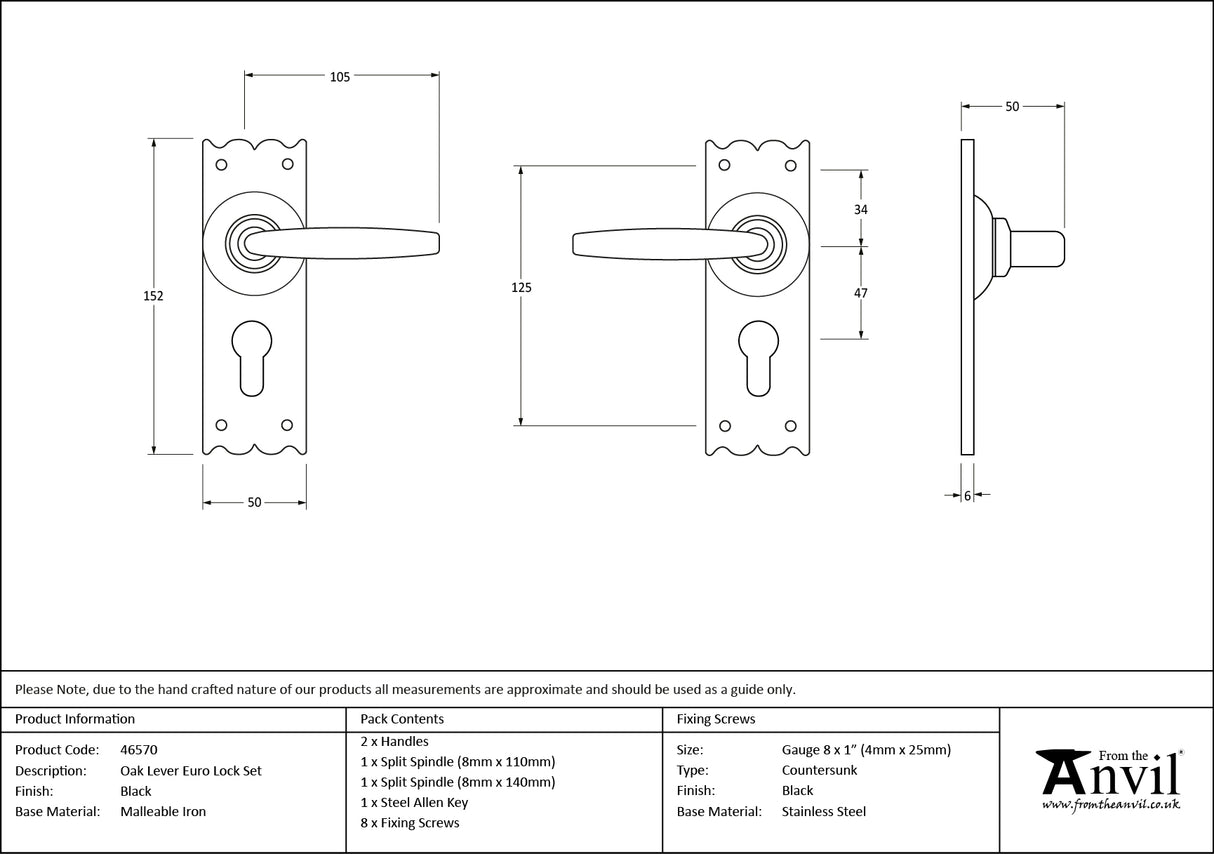 From The Anvil - Black Oak Lever Euro Lock Set | Sku. 46570 | Trade Door Handles.