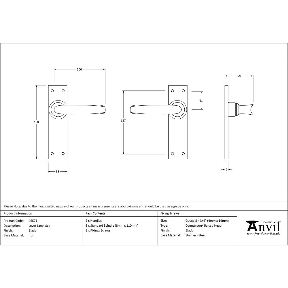 From The Anvil - Black Lever Latch Set | Sku. 46571 | Trade Door Handles.