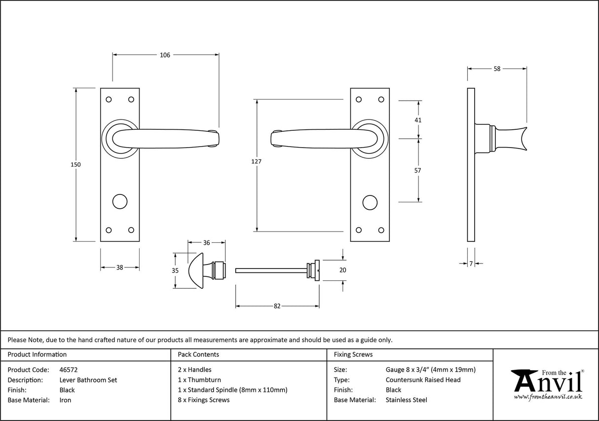 From The Anvil - Black Lever Bathroom Set | Sku. 46572 | Trade Door Handles.