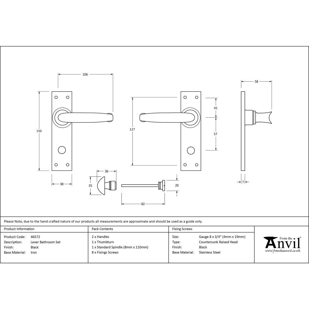 From The Anvil - Black Lever Bathroom Set | Sku. 46572 | Trade Door Handles.