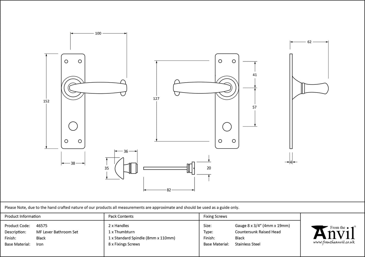 From The Anvil - Black MF Lever Bathroom Set | Sku. 46575 | Trade Door Handles.