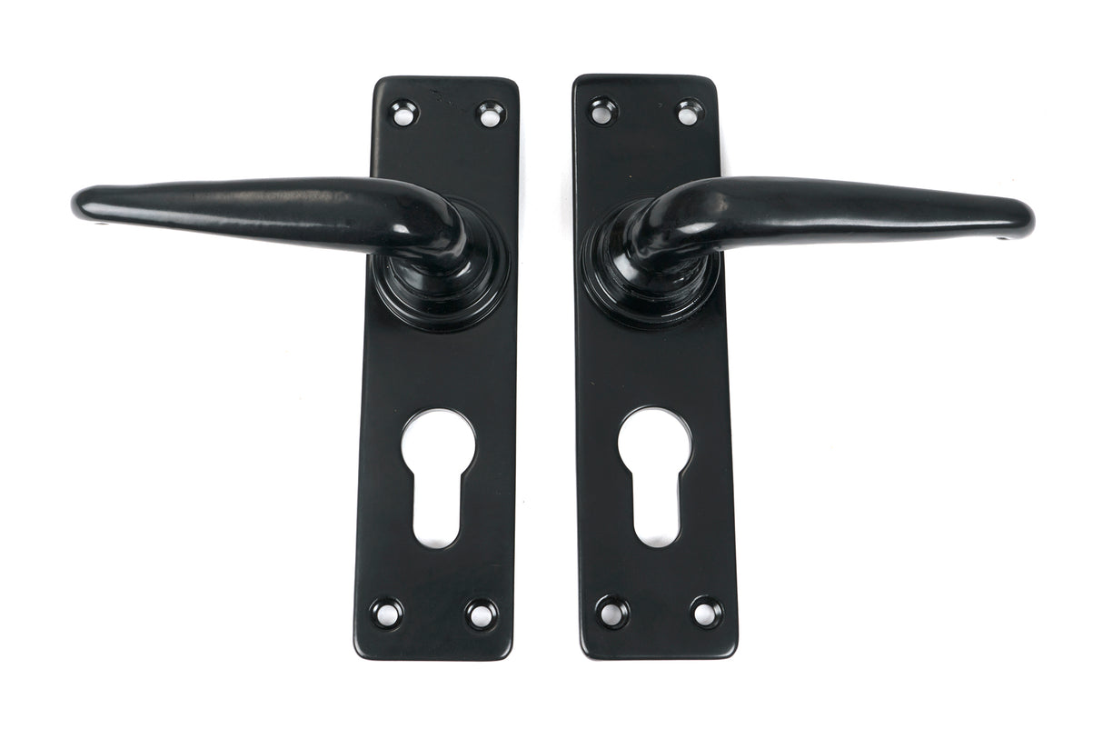 From The Anvil - Black Smooth Lever Euro Lock Set | Sku. 46577 | Trade Door Handles.