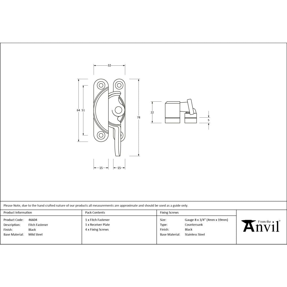 From The Anvil - Black Fitch Fastener | Sku. 46604 | Trade Door Handles.