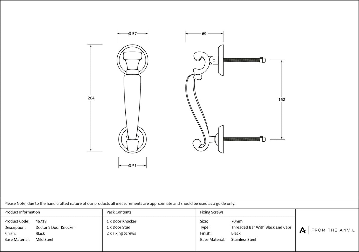 From The Anvil - Black Doctors Door Knocker | Sku. 46718 | Trade Door Handles.
