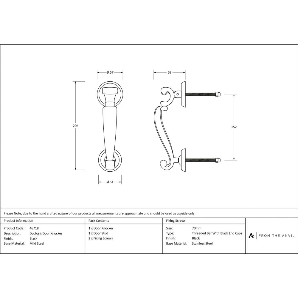 From The Anvil - Black Doctors Door Knocker | Sku. 46718 | Trade Door Handles.