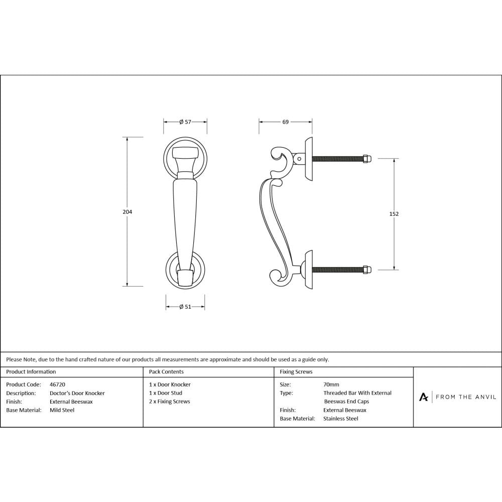 From The Anvil - External Beeswax Doctors Door Knocker | Sku. 46720 | Trade Door Handles.