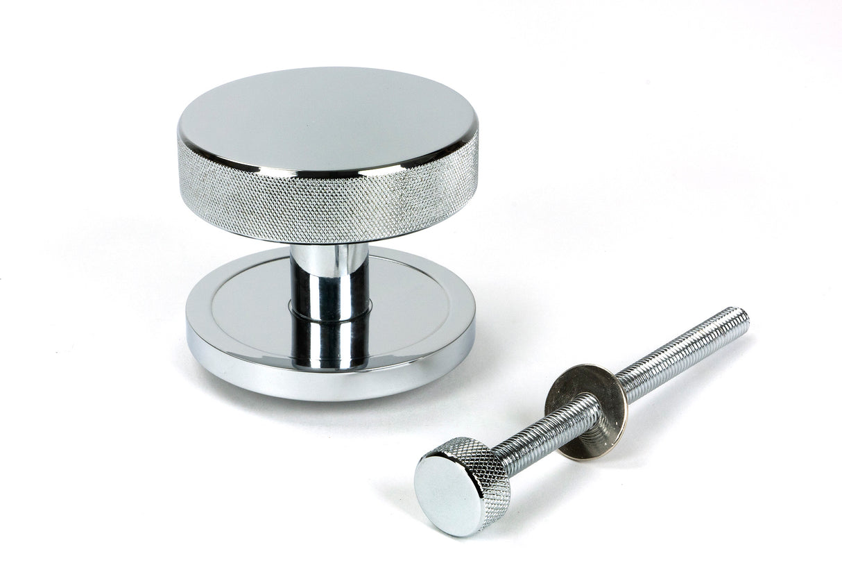 From The Anvil - Polished Chrome Brompton Centre Door Knob (Plain) | Sku. 46738 | Trade Door Handles.