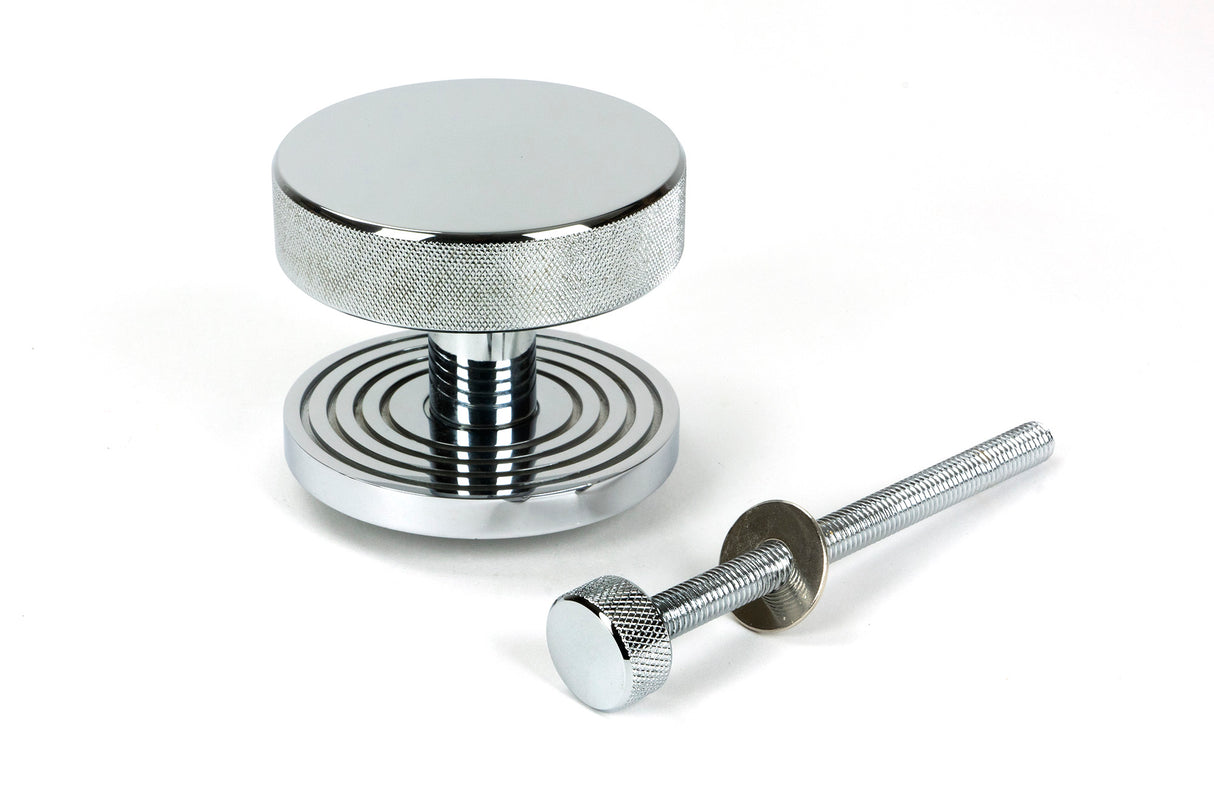 From The Anvil - Polished Chrome Brompton Centre Door Knob (Beehive) | Sku. 46740 | Trade Door Handles.