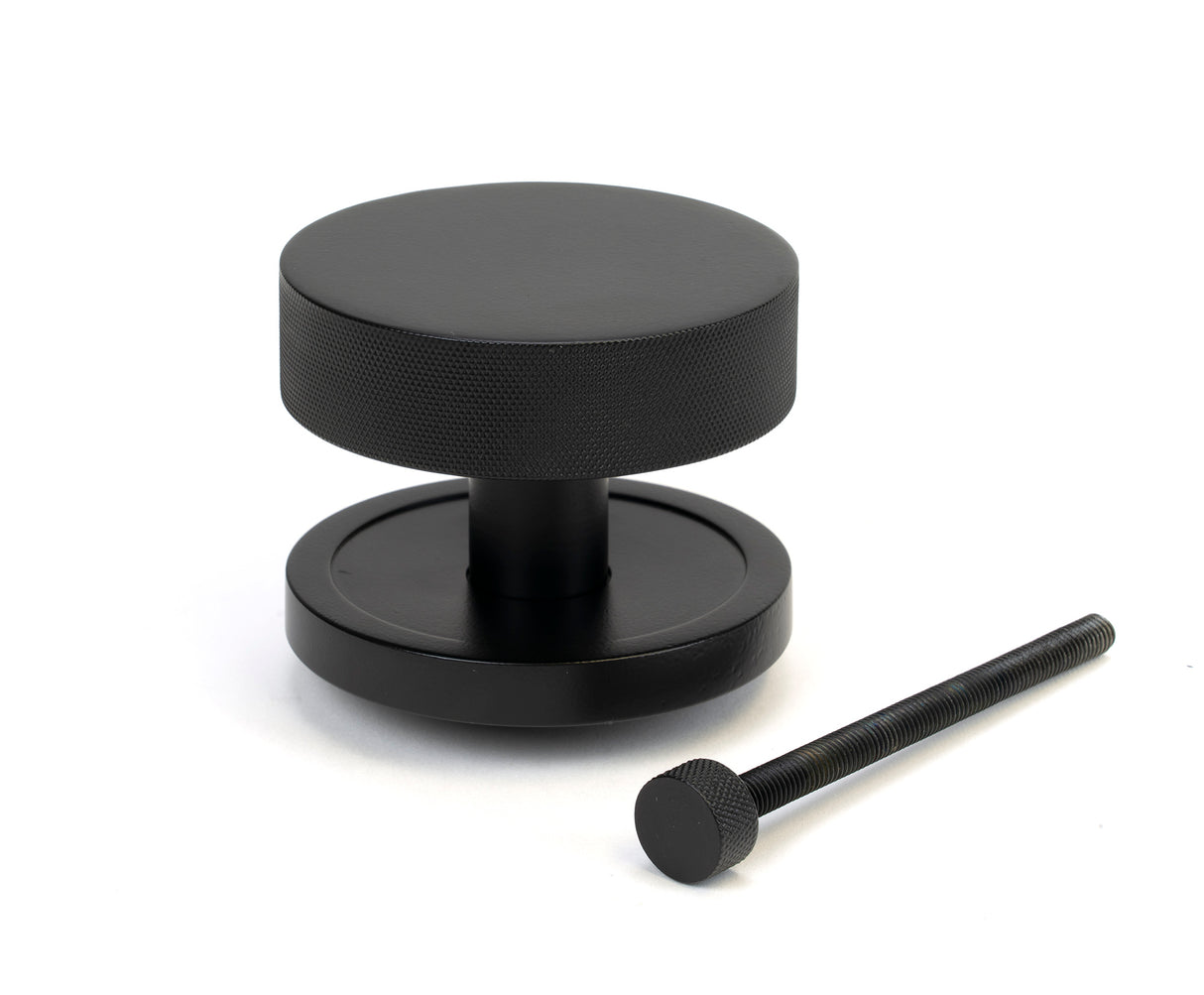 From The Anvil - Matt Black Brompton Centre Door Knob (Plain) | Sku. 46758 | Trade Door Handles.