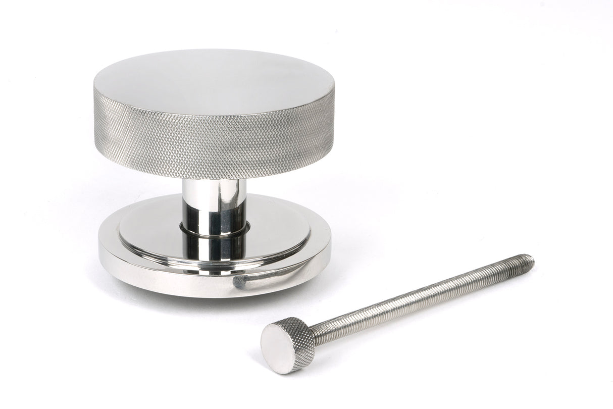 From The Anvil - Polished Marine SS (316) Brompton Centre Door Knob (Art Deco) | Sku. 46767 | Trade Door Handles.