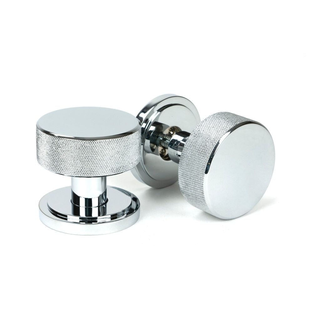 From The Anvil - Polished Chrome Brompton Mortice/Rim Knob Set (Art Deco) | Sku. 46779 | Trade Door Handles.