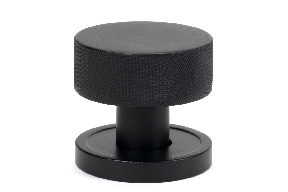 From The Anvil - Matt Black Brompton Mortice/Rim Knob Set (Plain) | Sku. 46798 | Trade Door Handles.