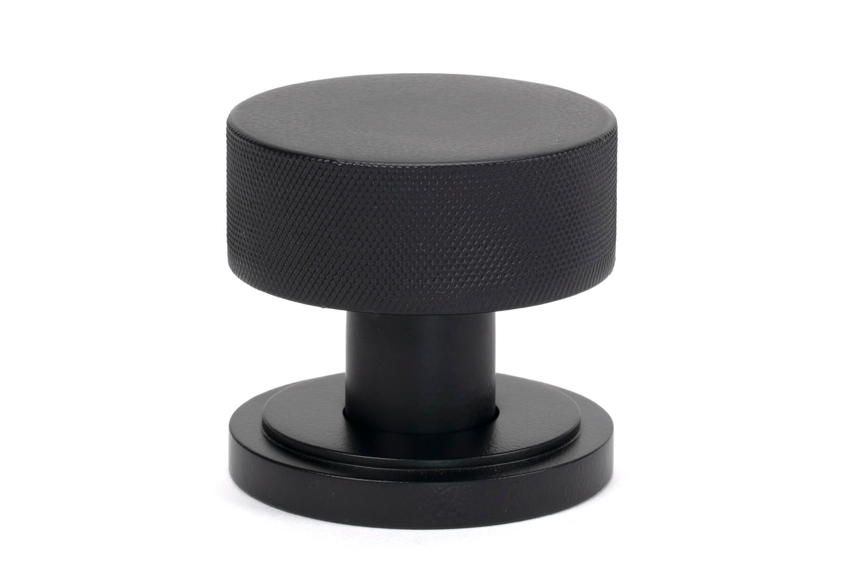 From The Anvil - Matt Black Brompton Mortice/Rim Knob Set (Art Deco) | Sku. 46799 | Trade Door Handles.