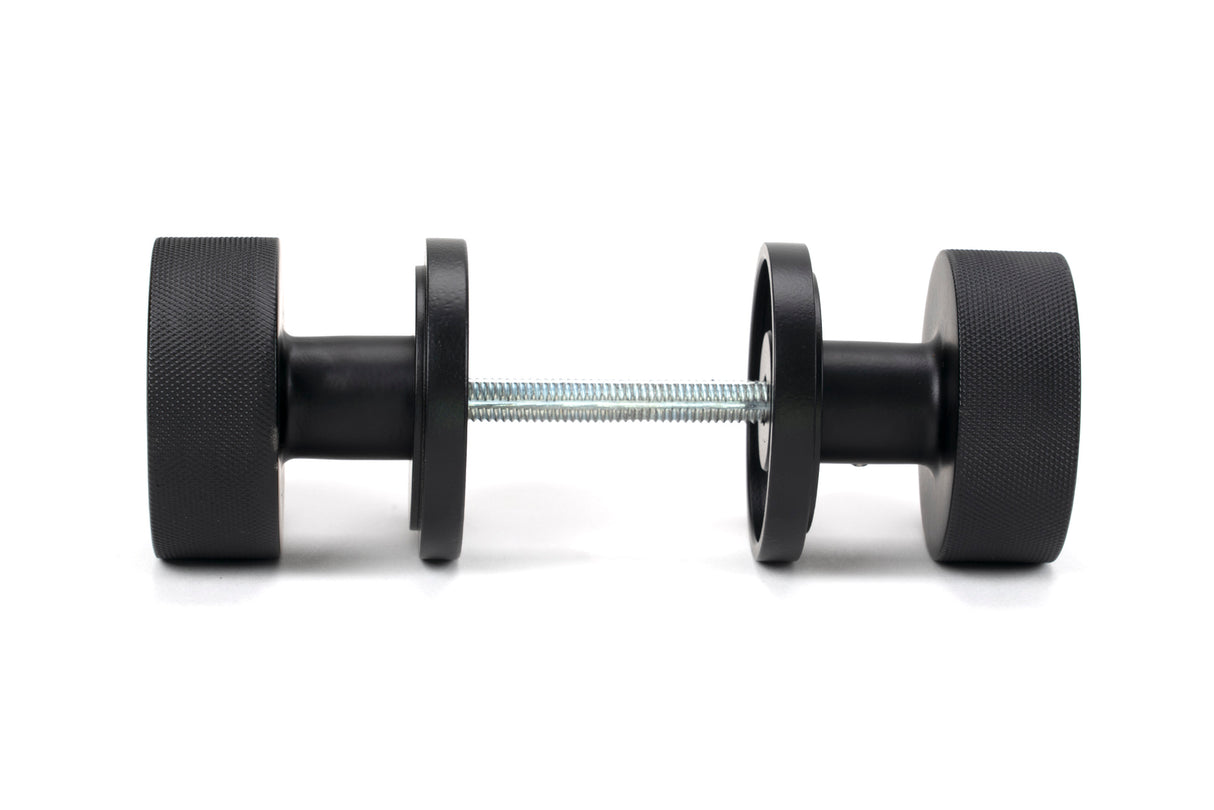 From The Anvil - Matt Black Brompton Mortice/Rim Knob Set (Art Deco) | Sku. 46799 | Trade Door Handles.