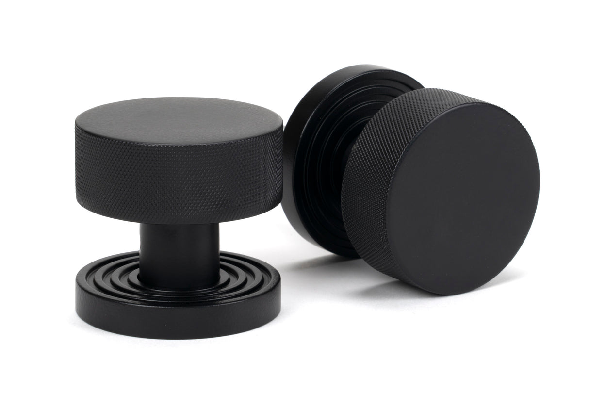 From The Anvil - Matt Black Brompton Mortice/Rim Knob Set (Beehive) | Sku. 46800 | Trade Door Handles.