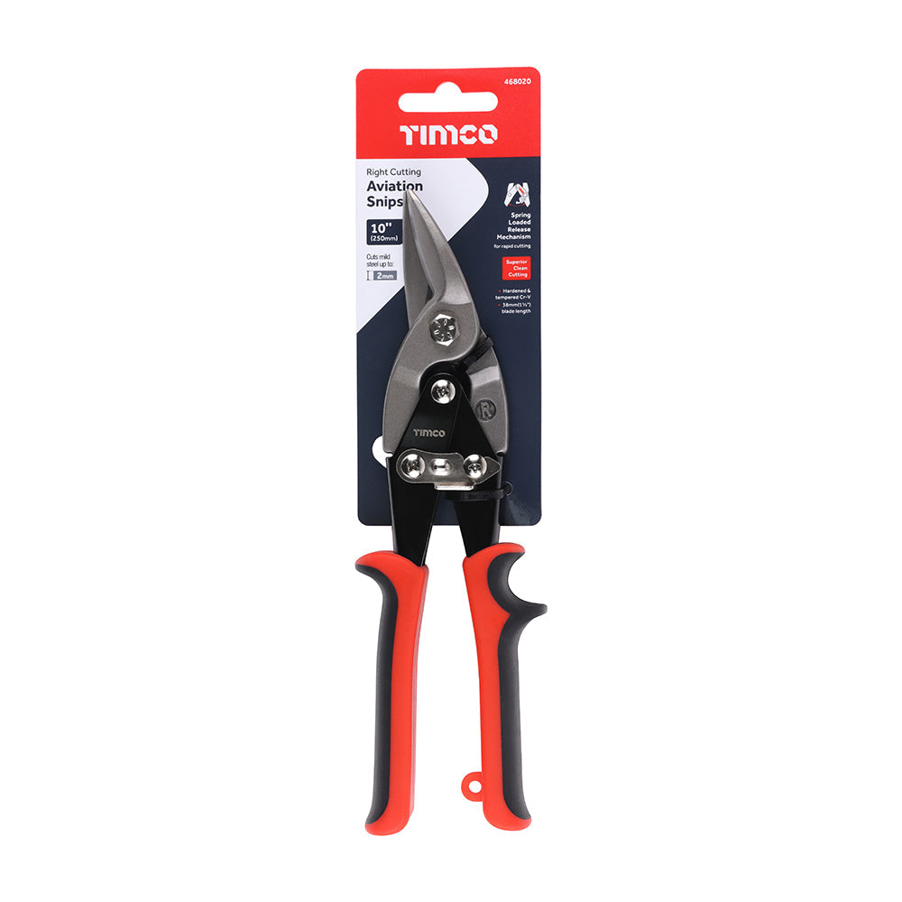 This is an image of Timco - Aviation Snips - Right 250mm (1 Each Backing Card) 468020