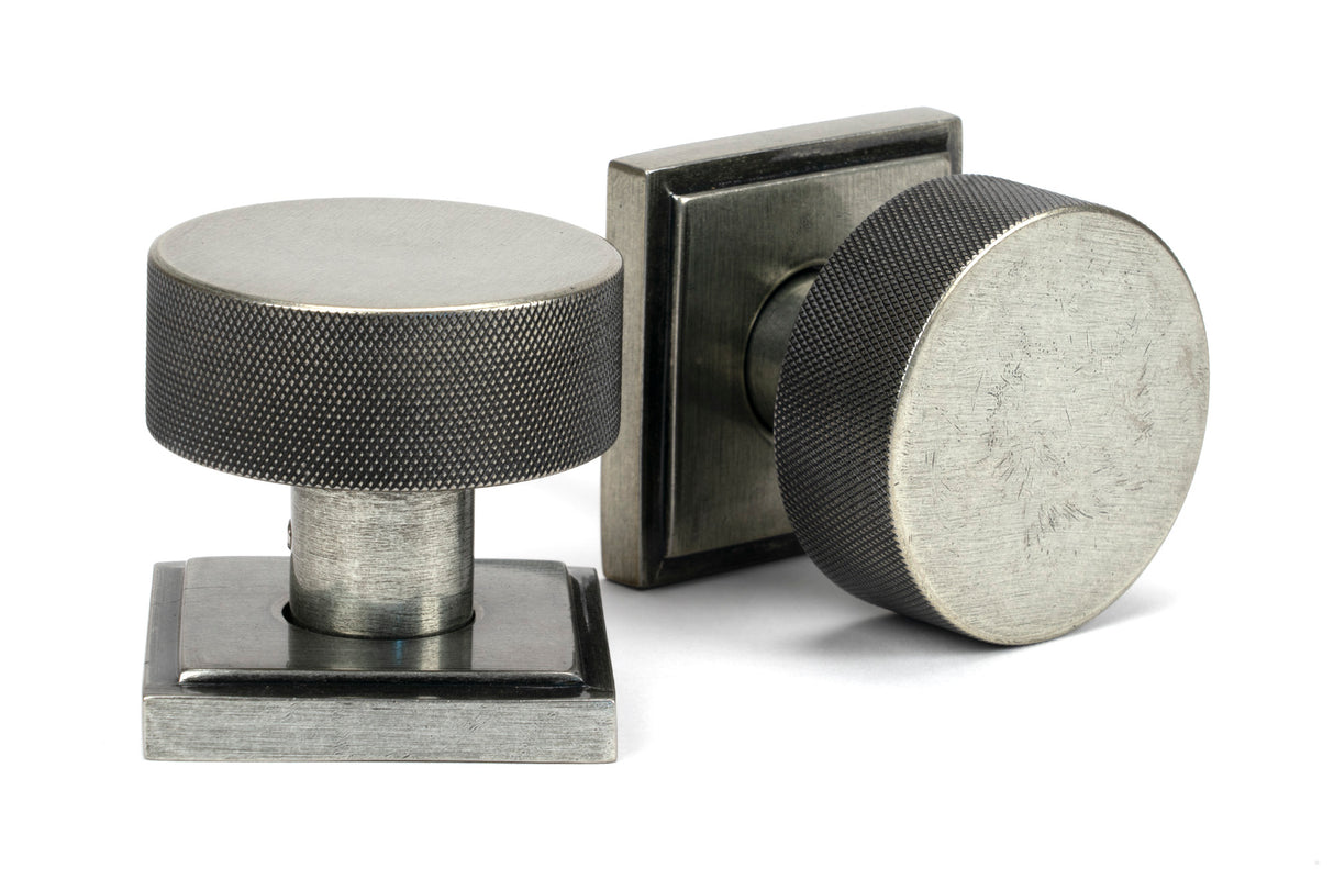 From The Anvil - Pewter Brompton Mortice/Rim Knob Set (Square) | Sku. 46805 | Trade Door Handles.