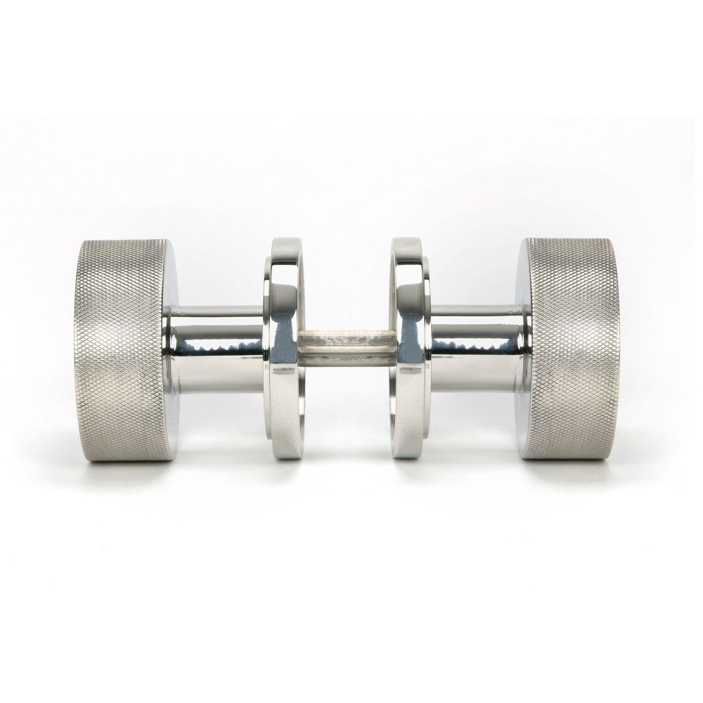 From The Anvil - Polished Marine SS (316) Brompton Mortice/Rim Knob Set (Art Deco) | Sku. 46807 | Trade Door Handles.