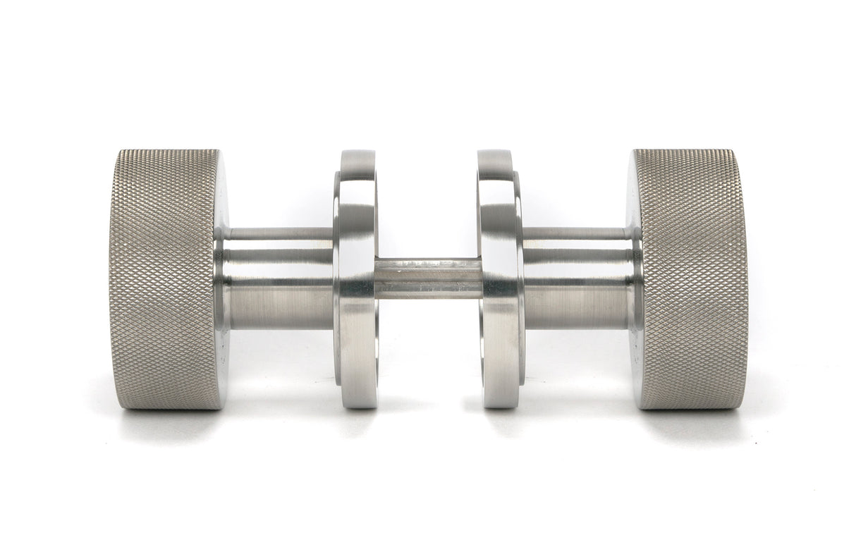 From The Anvil - Satin Marine SS (316) Brompton Mortice/Rim Knob Set (Art Deco) | Sku. 46811 | Trade Door Handles.