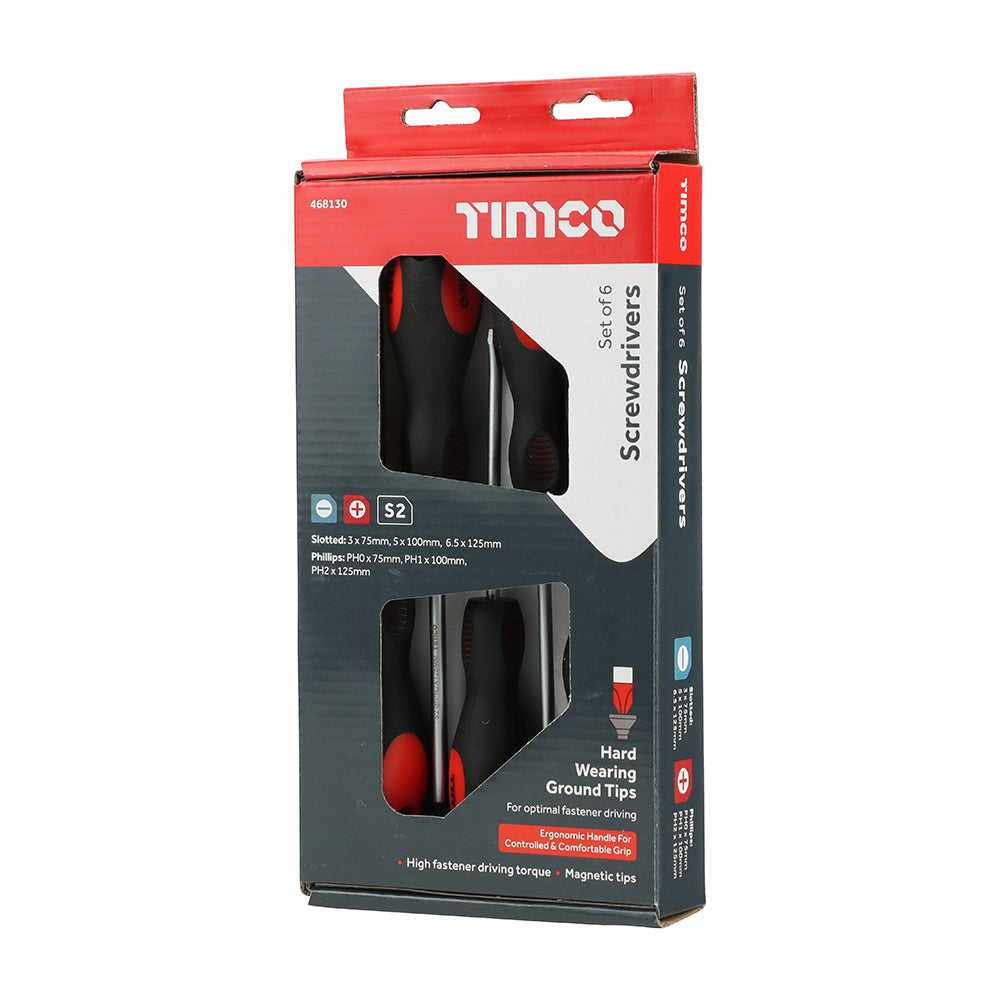 This is an image of Timco - Screwdriver Set 6pcs (6 Pieces Box) 468130