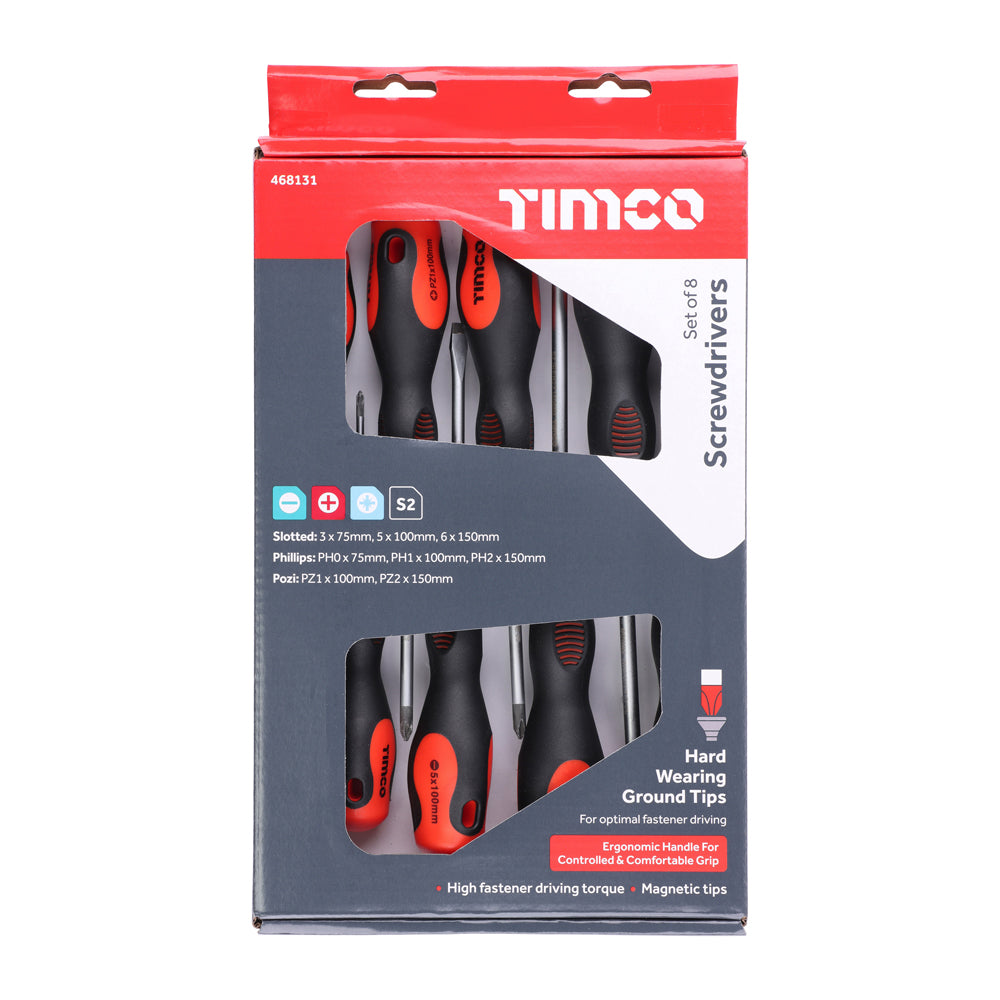 This is an image of Timco - Screwdriver Set 8pcs (8 Pieces Box) 468131