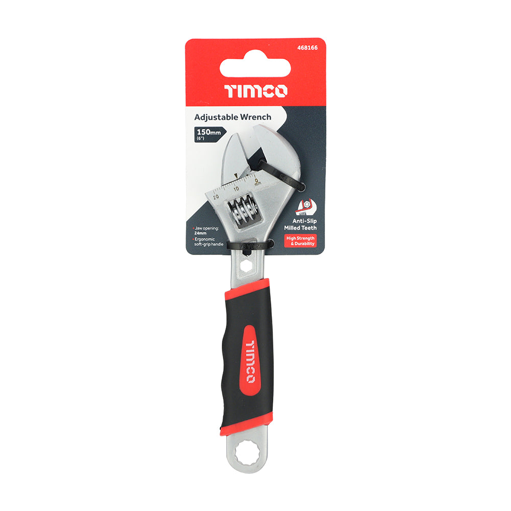 This is an image of Timco - Adjustable Wrench 6" (1 Each Backing Card) 468166