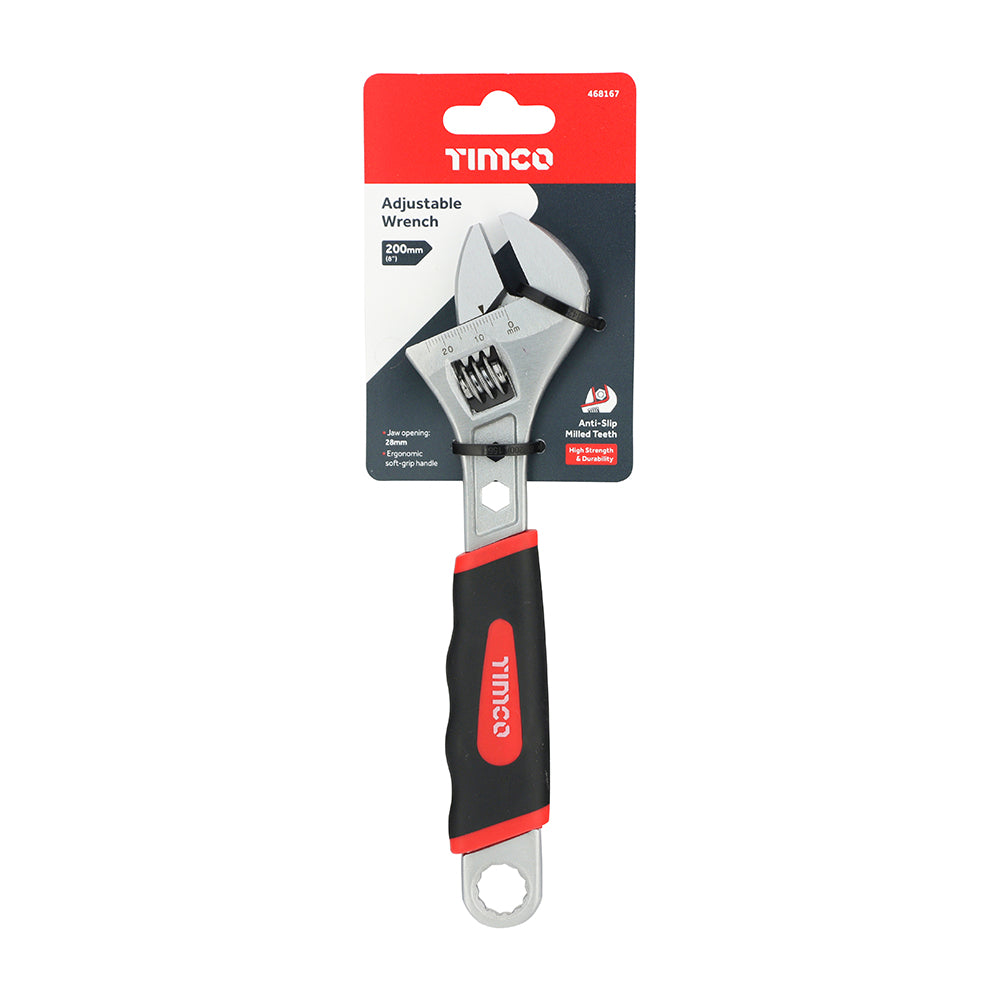 This is an image of Timco - Adjustable Wrench 8" (1 Each Backing Card) 468167