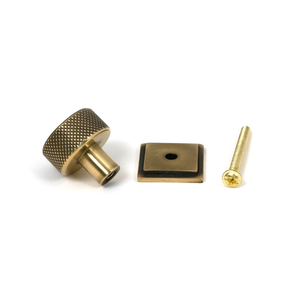 From The Anvil - Aged Brass Brompton Cabinet Knob - 25mm (Square) | Sku. 46817 | Trade Door Handles.