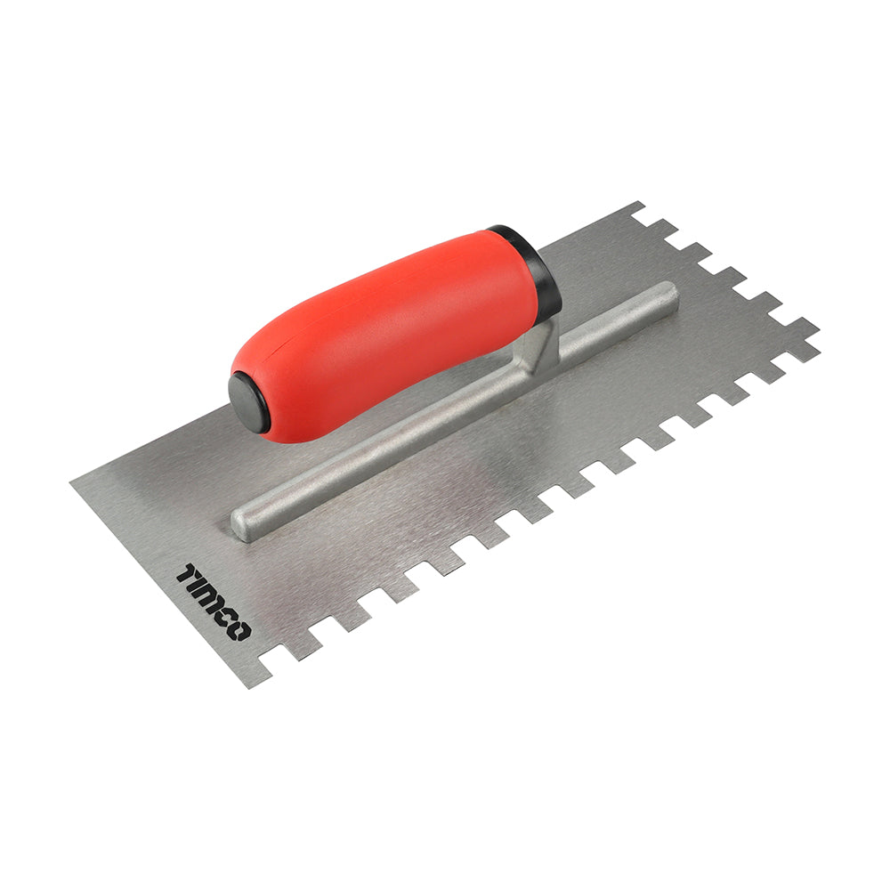 This is an image of Timco - Adhesive Trowel - Square Notch 10mm (1 Each Backing Card) 468200
