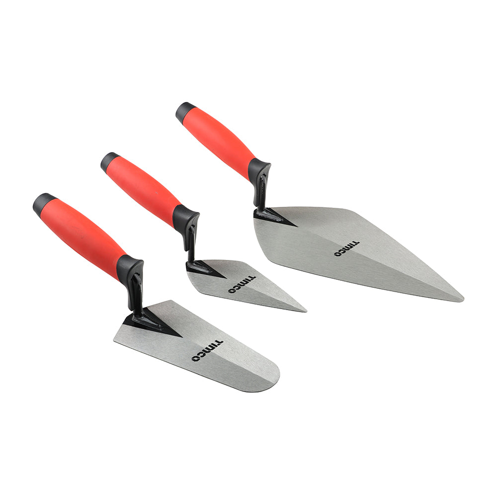 This is an image of Timco - Brick Trowel Set 3pcs (3 Pieces Blister Pack) 468213