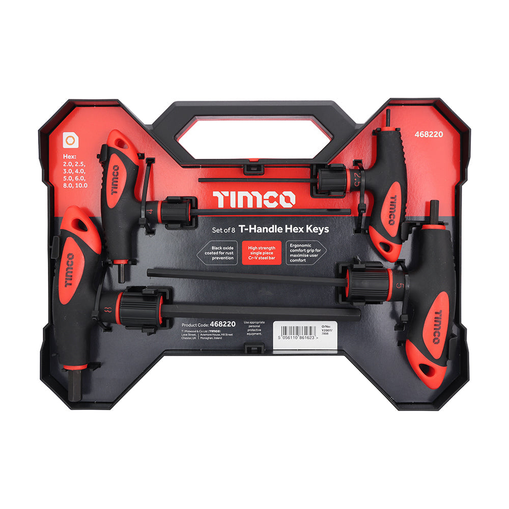 This is an image of Timco - T-Handle Hex Key Set 8pcs (8 Pieces Pack) 468220