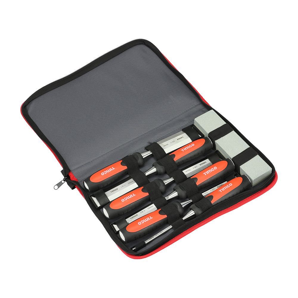 This is an image of Timco - Bevel Edge Wood Chisel Set 7pcs (7 Pieces Blister Pack) 468249