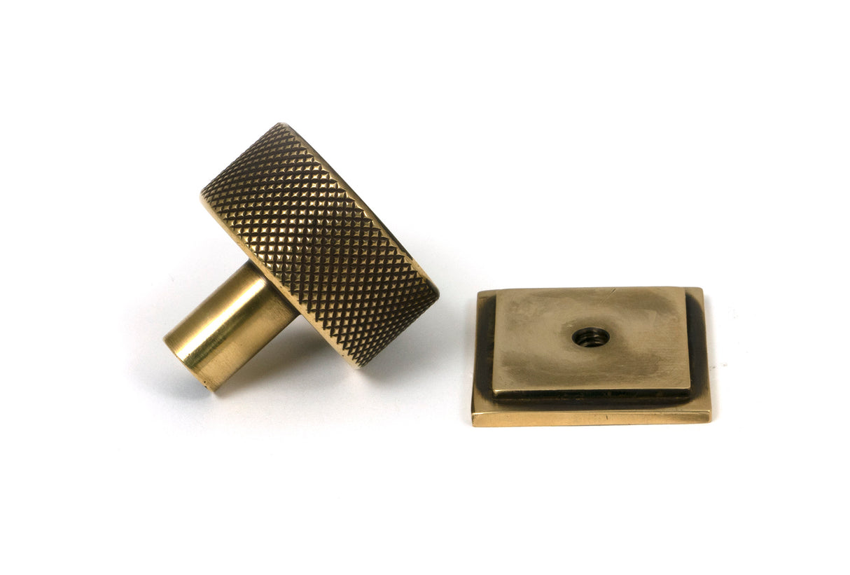 From The Anvil - Aged Brass Brompton Cabinet Knob - 32mm (Square) | Sku. 46857 | Trade Door Handles.
