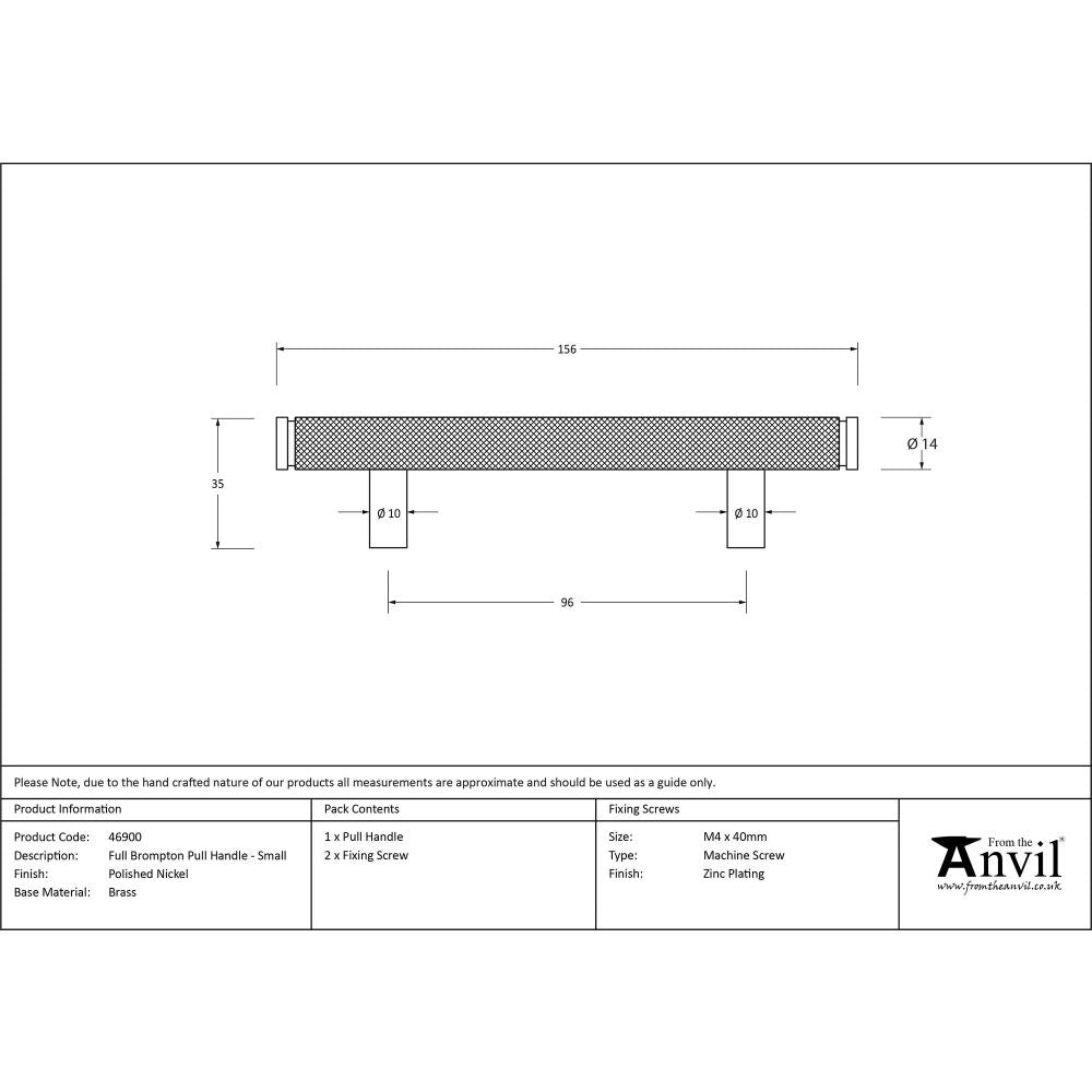 From The Anvil - Polished Nickel Full Brompton Pull Handle - Small | Sku. 46900 | Trade Door Handles.