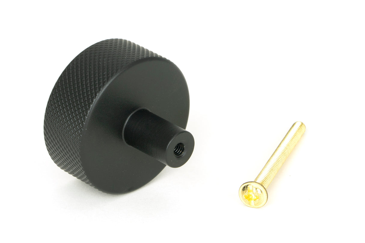 From The Anvil - Matt Black Brompton Cabinet Knob - 38mm (No rose) | Sku. 47085 | Trade Door Handles.
