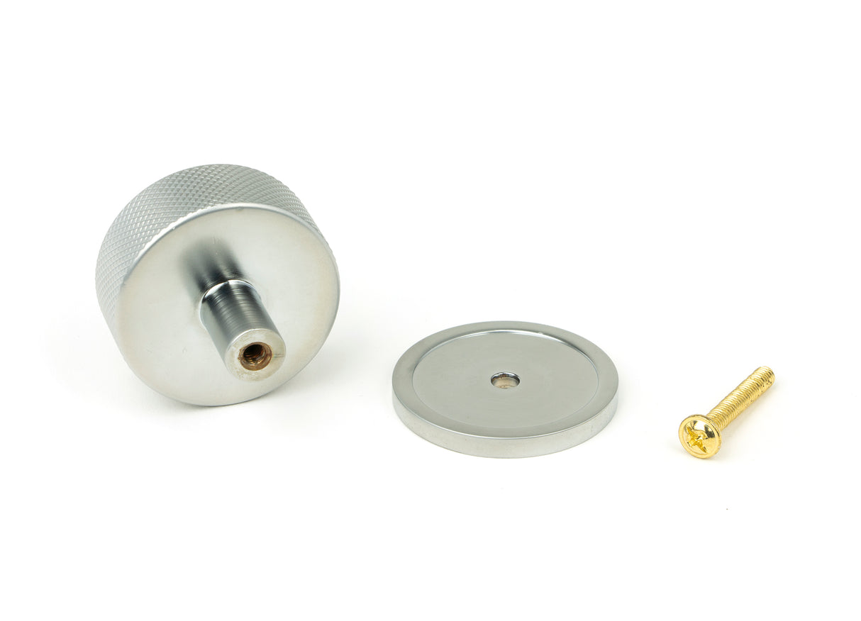 From The Anvil - Satin Chrome Brompton Cabinet Knob - 38mm (Plain) | Sku. 47086 | Trade Door Handles.