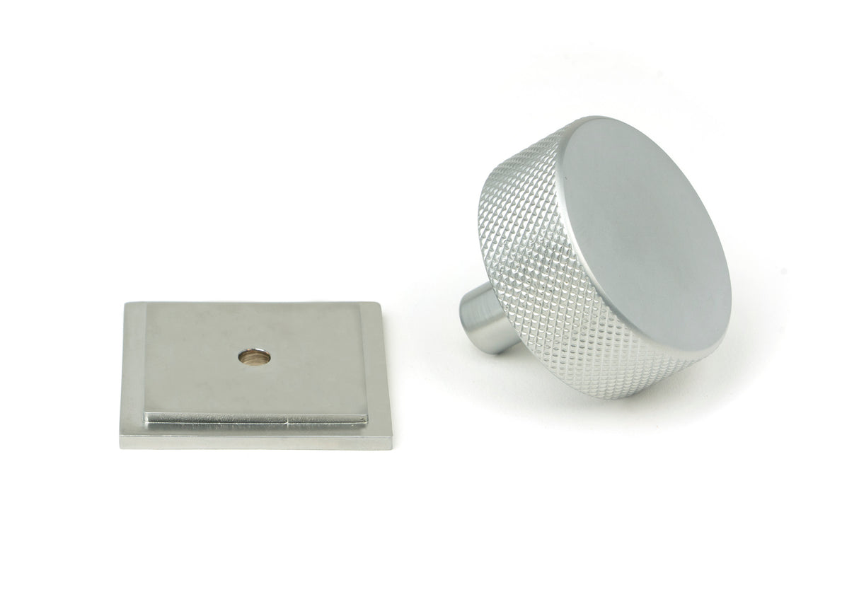 From The Anvil - Satin Chrome Brompton Cabinet Knob - 38mm (Square) | Sku. 47094 | Trade Door Handles.