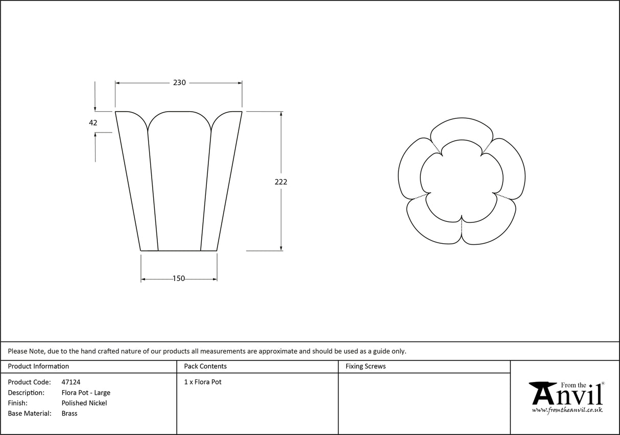 From The Anvil - Smooth Nickel Flora Pot - Large | Sku. 47124 | Trade Door Handles.