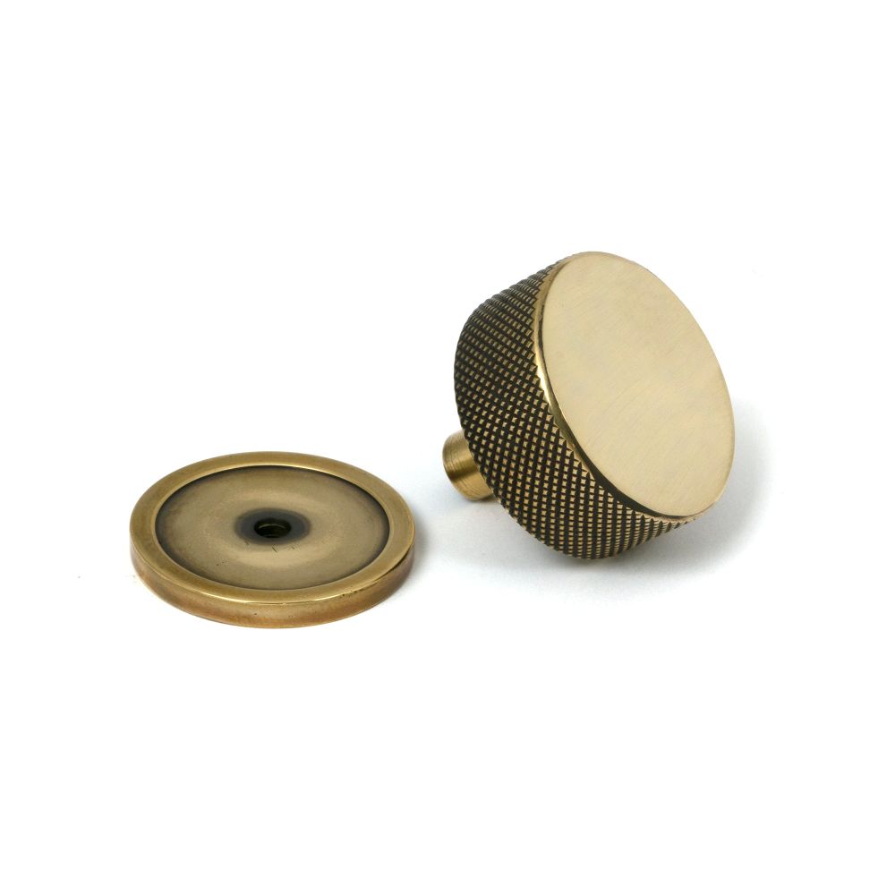From The Anvil - Aged Brass Brompton Cabinet Knob - 38mm (Plain) | Sku. 47137 | Trade Door Handles.