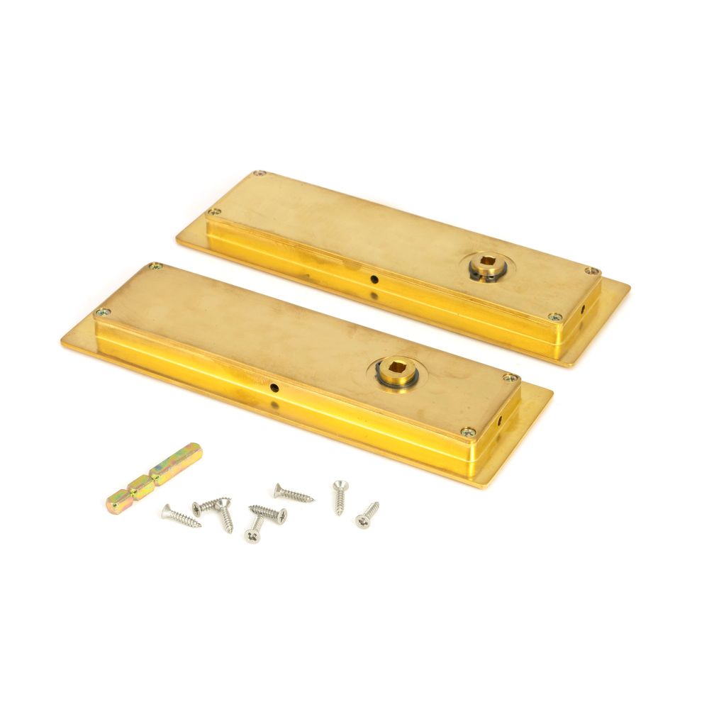 From The Anvil - Polished Brass 175mm Art Deco Rectangular Pull - Privacy Set | Sku. 47161 | Trade Door Handles.
