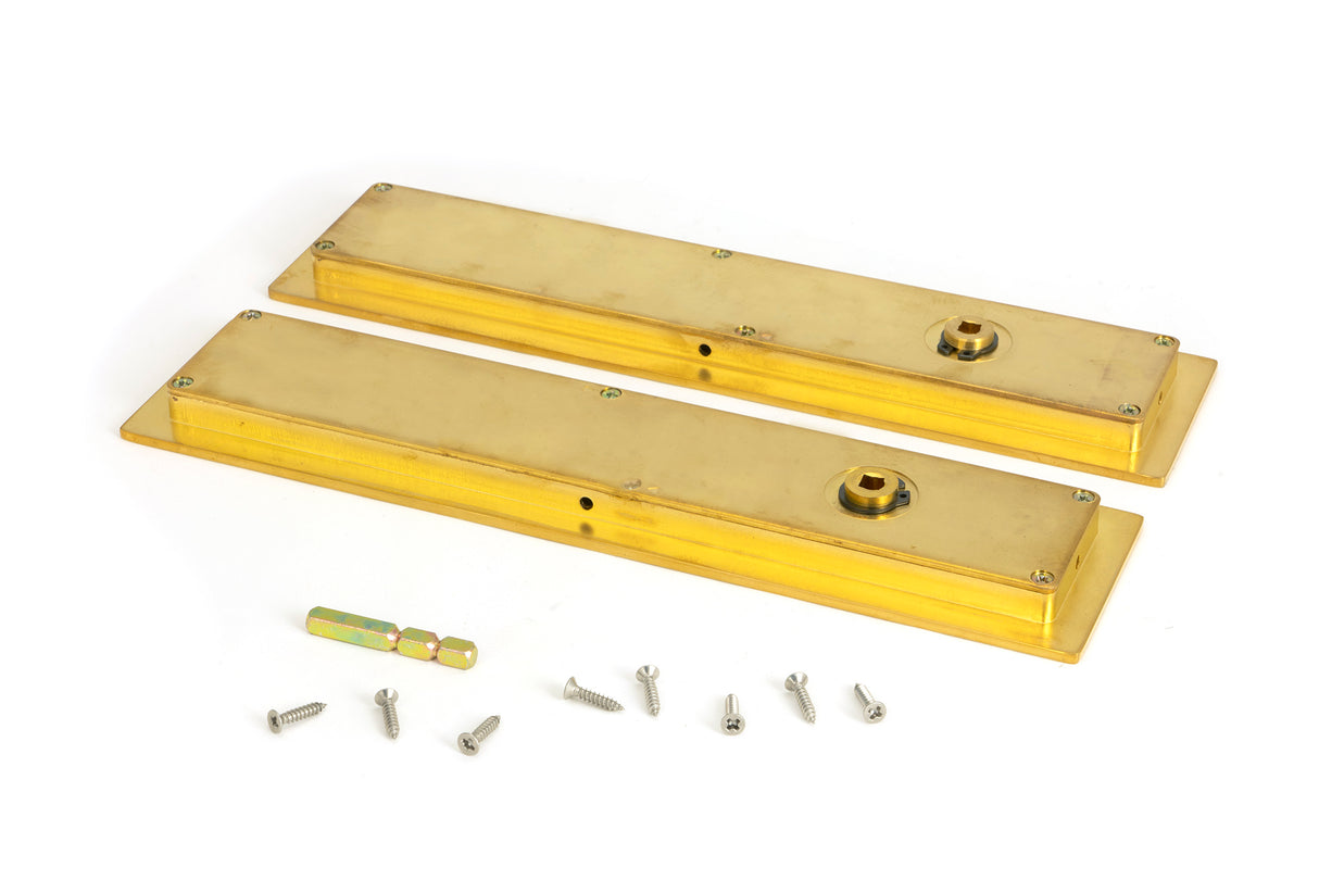 From The Anvil - Polished Brass 250mm Plain Rectangular Pull - Privacy Set | Sku. 47164 | Trade Door Handles.