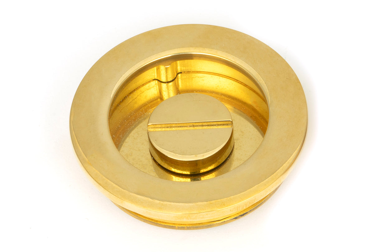 From The Anvil - Polished Brass 60mm Plain Round Pull - Privacy Set | Sku. 47171 | Trade Door Handles.